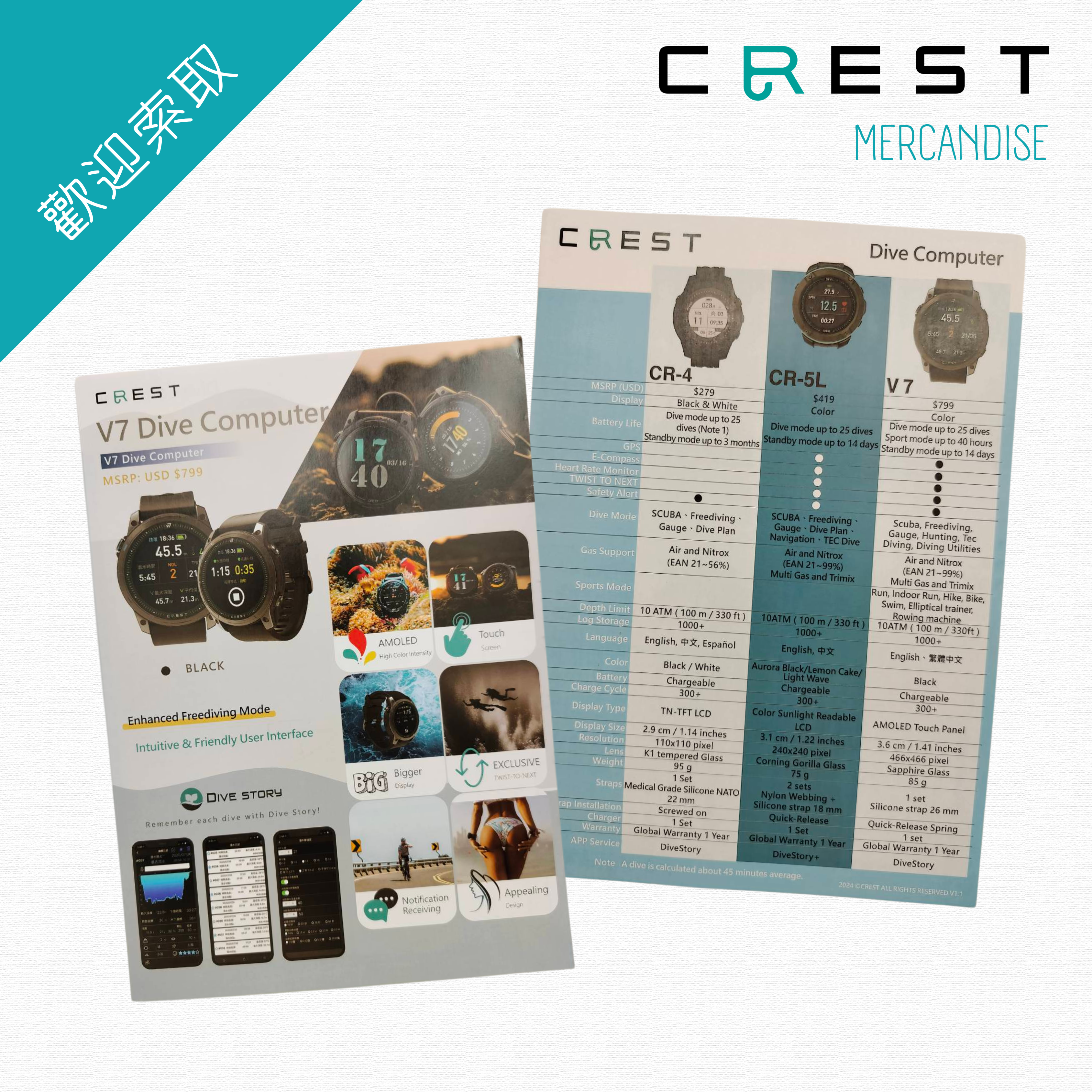 【品牌文宣】CREST 電腦錶比較表 英文版